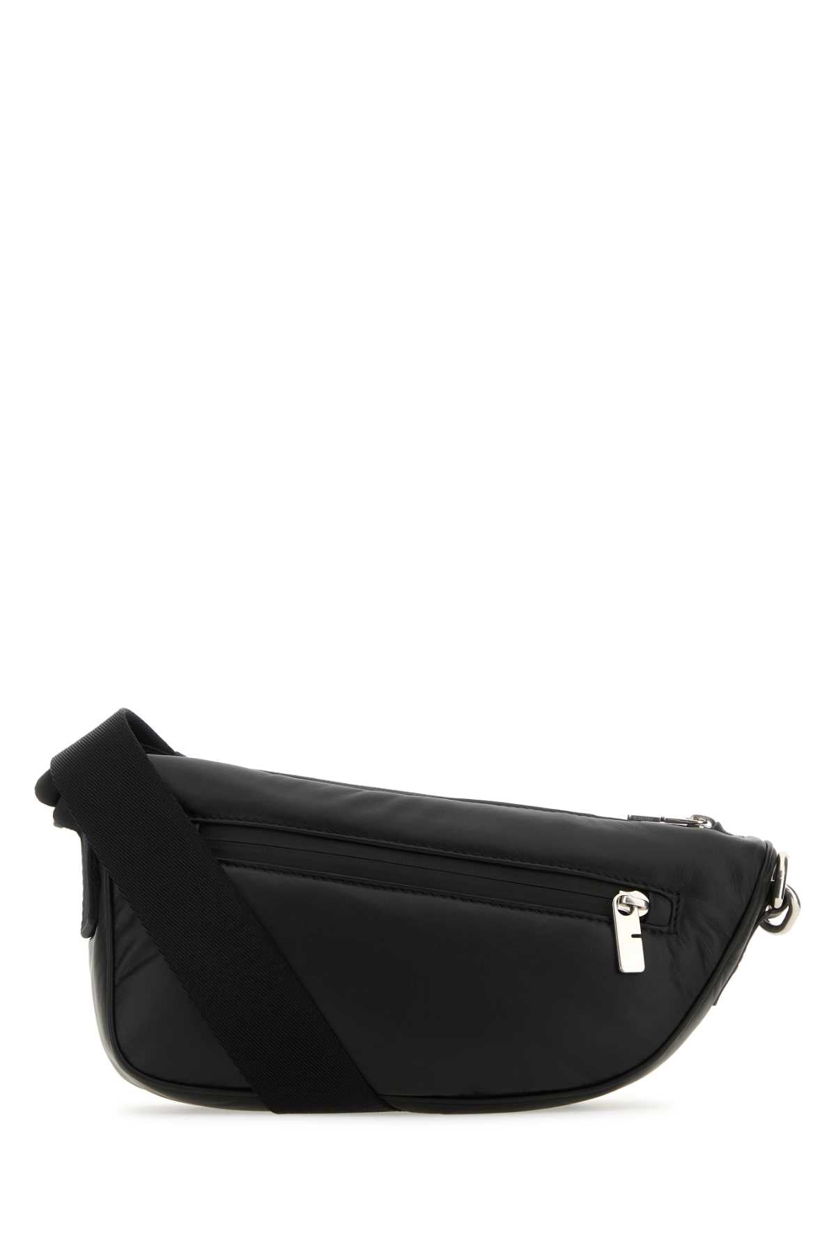 Burberry Leather Shield Crossbody Bag — Black