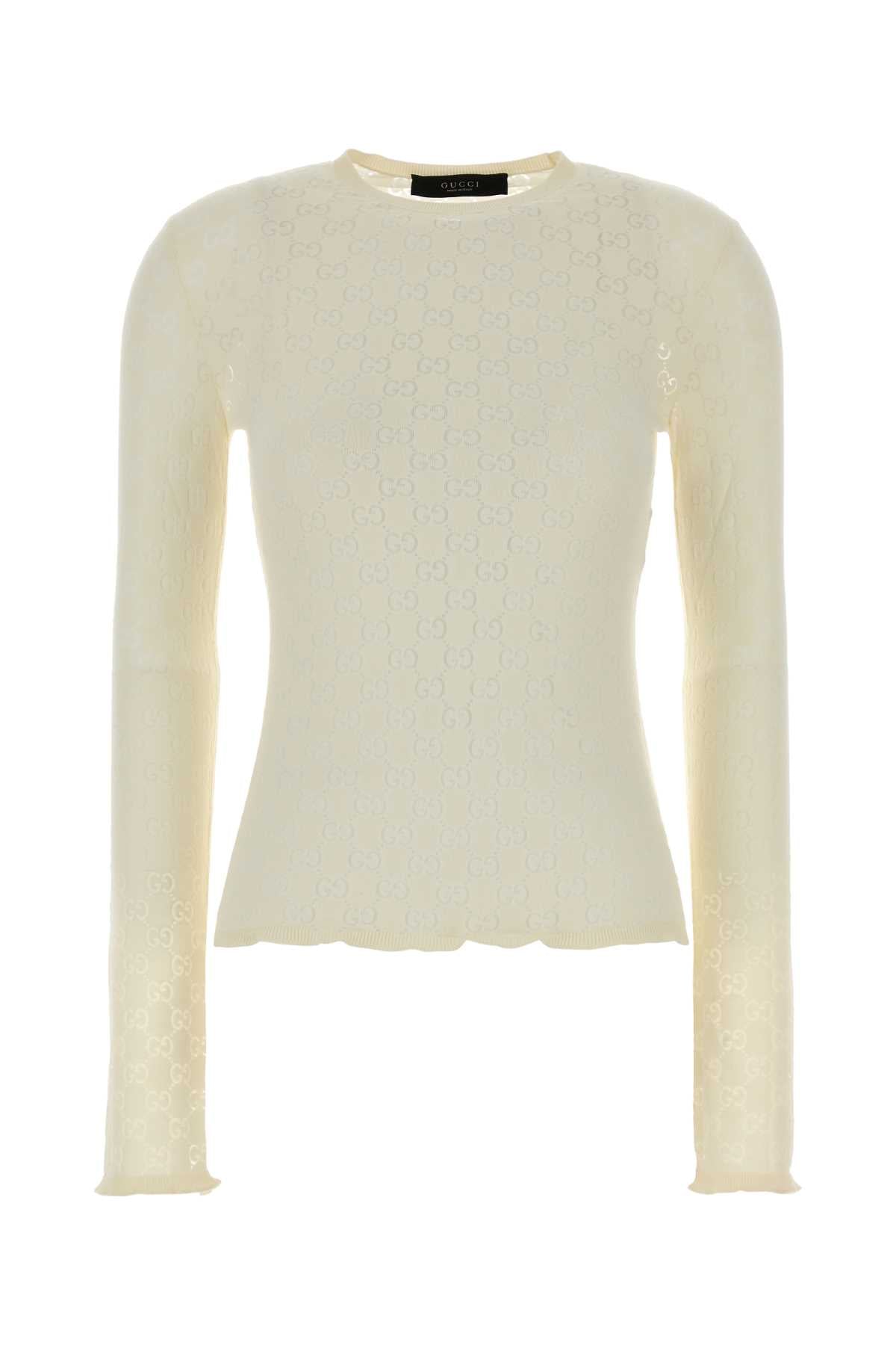Gucci Monogram-Jacquard Knit Sweater — White