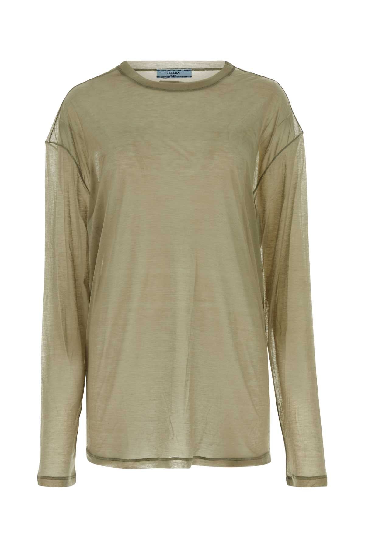 Prada Lyocell Blend Oversize T-Shirt — Beige