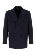 Blazer de algodón cruzado Prada — Azul marino