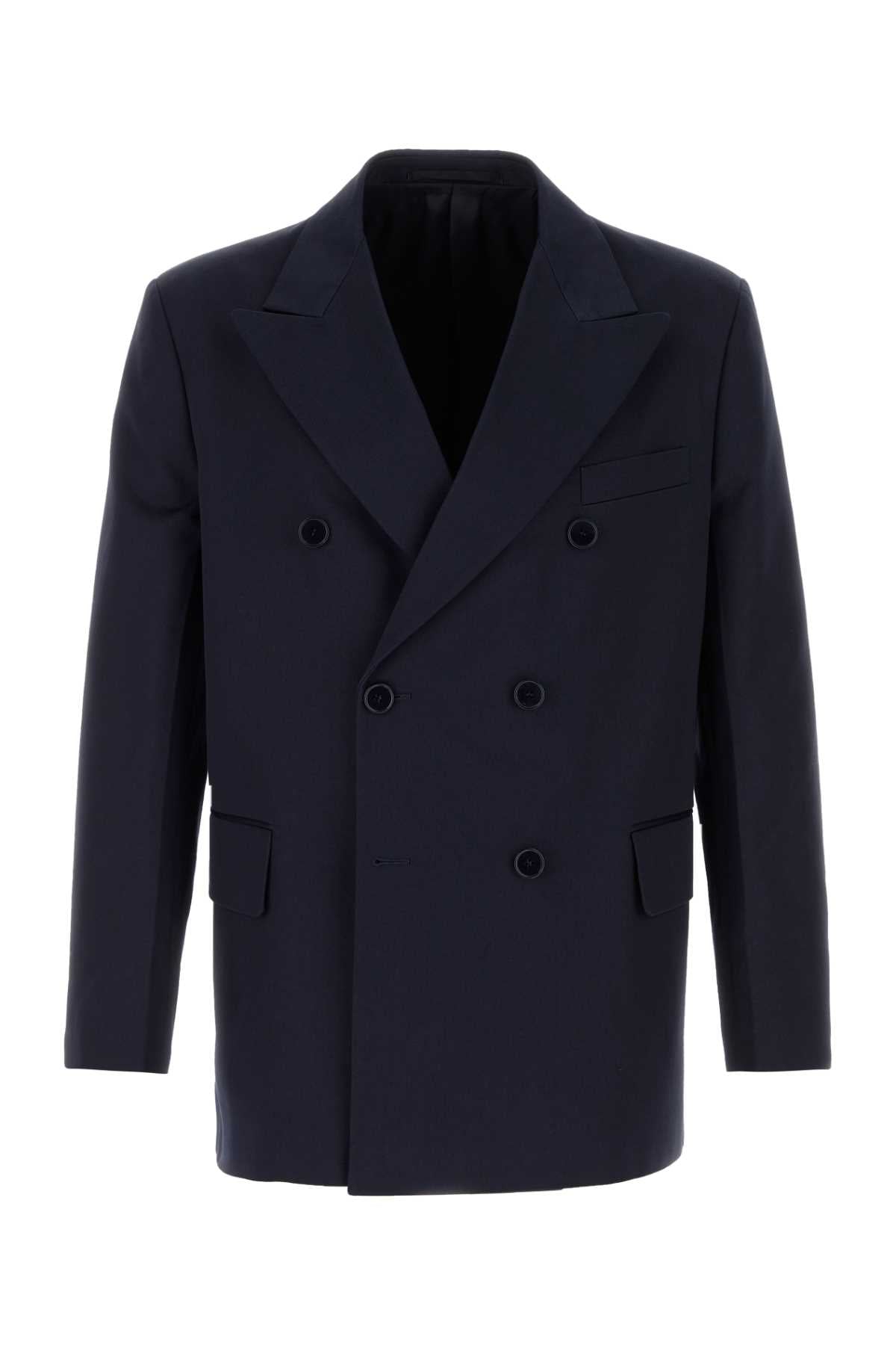 Blazer de algodón cruzado Prada — Azul marino