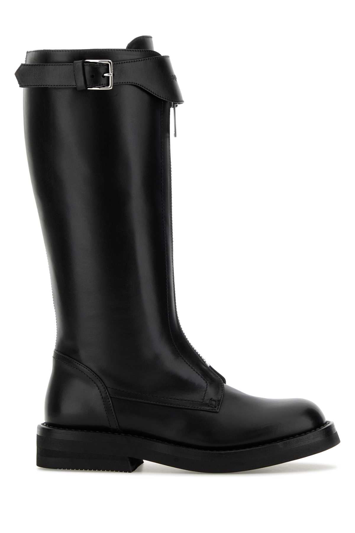 Alexander McQueen Buckled Leather Boot — Black