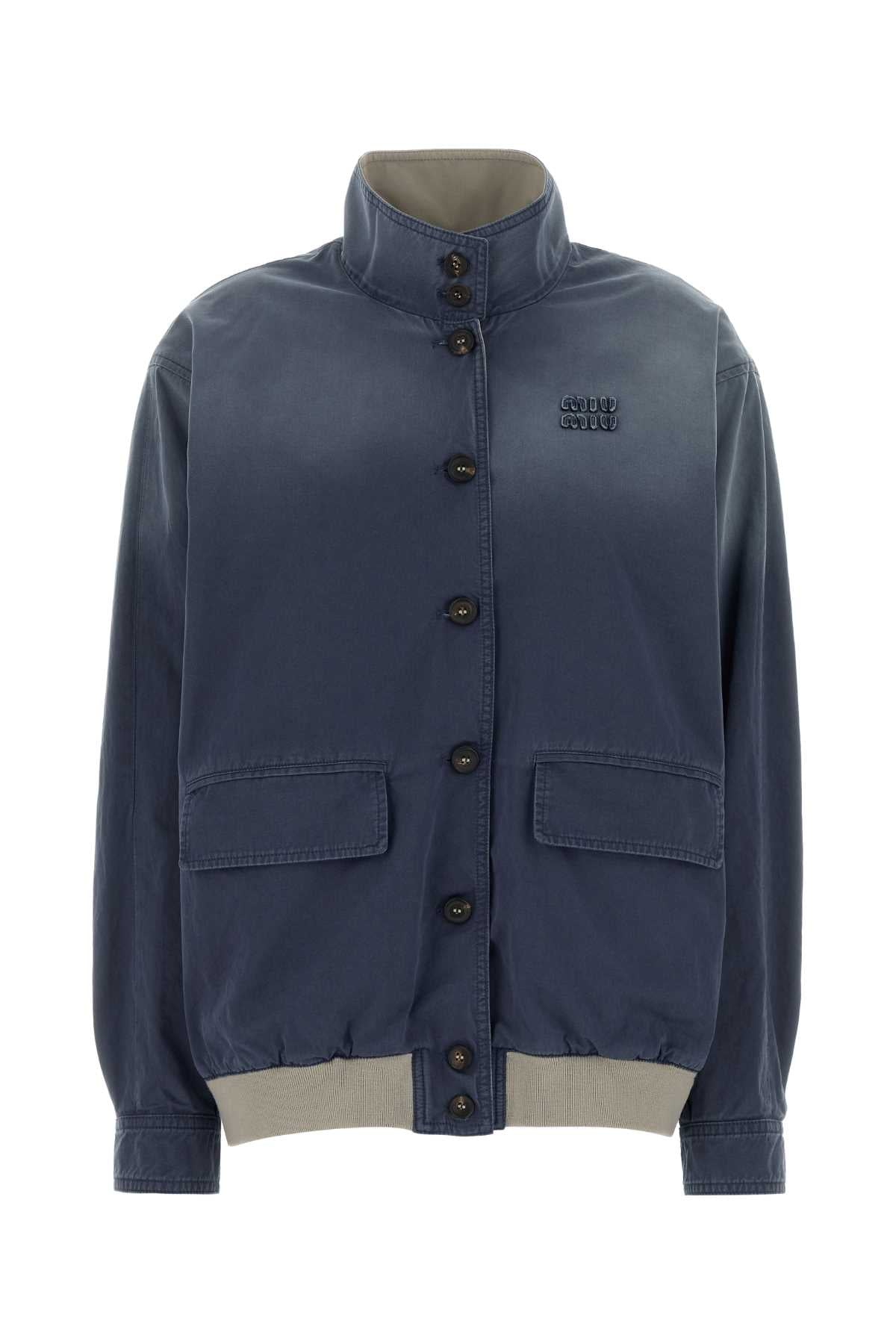 Miu Miu Cotton Twill Jacket — Navy