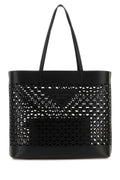 Prada Laser-Cut Leather Tote Bag — Black