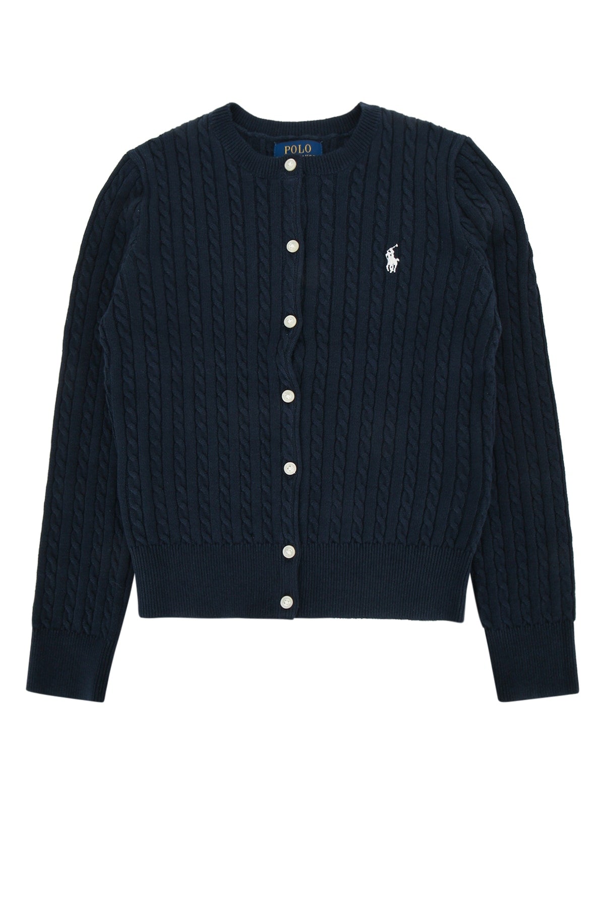 Polo Ralph Lauren Jr Cable-Knit Cotton Cardigan — Navy