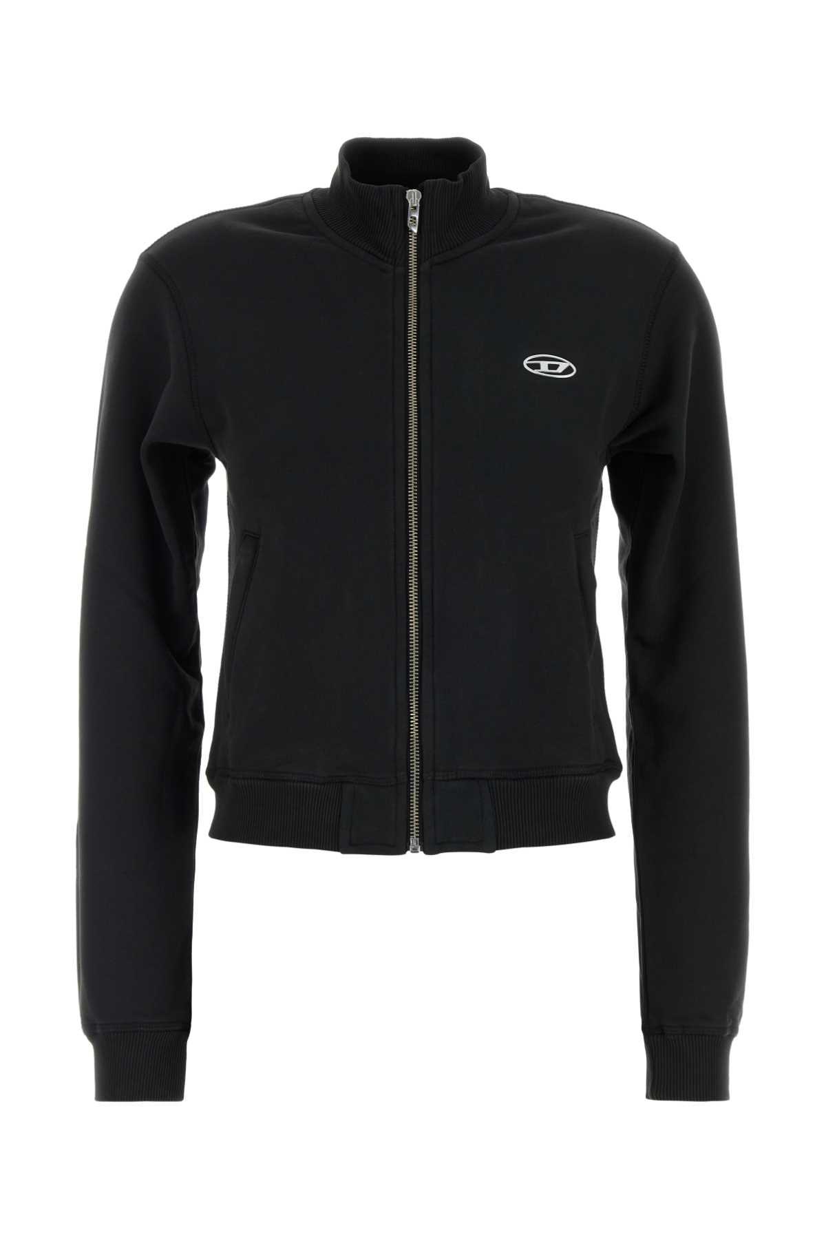 Diesel Logo-Embroidered Cotton Sweatshirt — Black