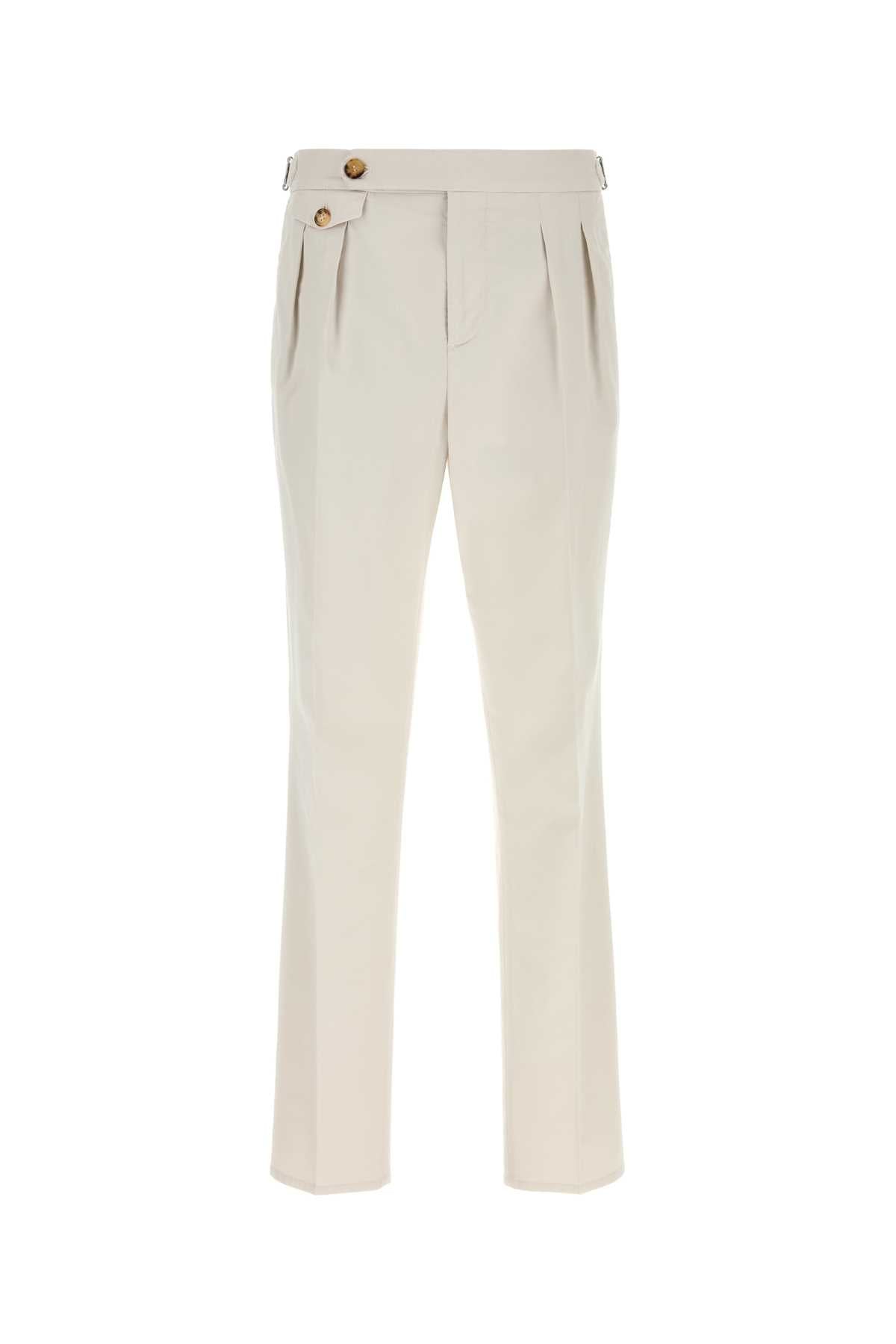 Brunello Cucinelli Cotton-Elastane Trousers — Beige