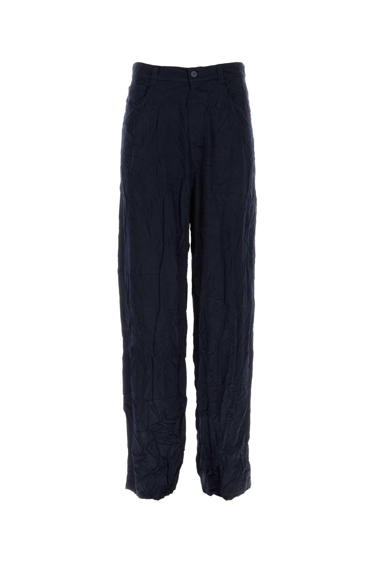 Balenciaga Satin 5-Pocket Trousers — Navy