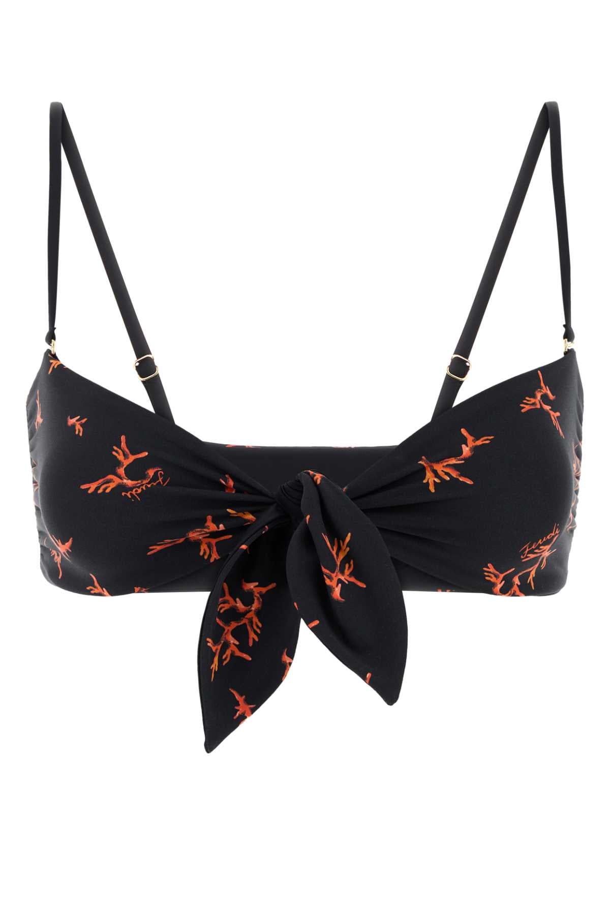 Fendi Coral Bikini Top — Black