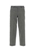 Pt Torino Pinstriped Linen-Cotton Trousers — Gray