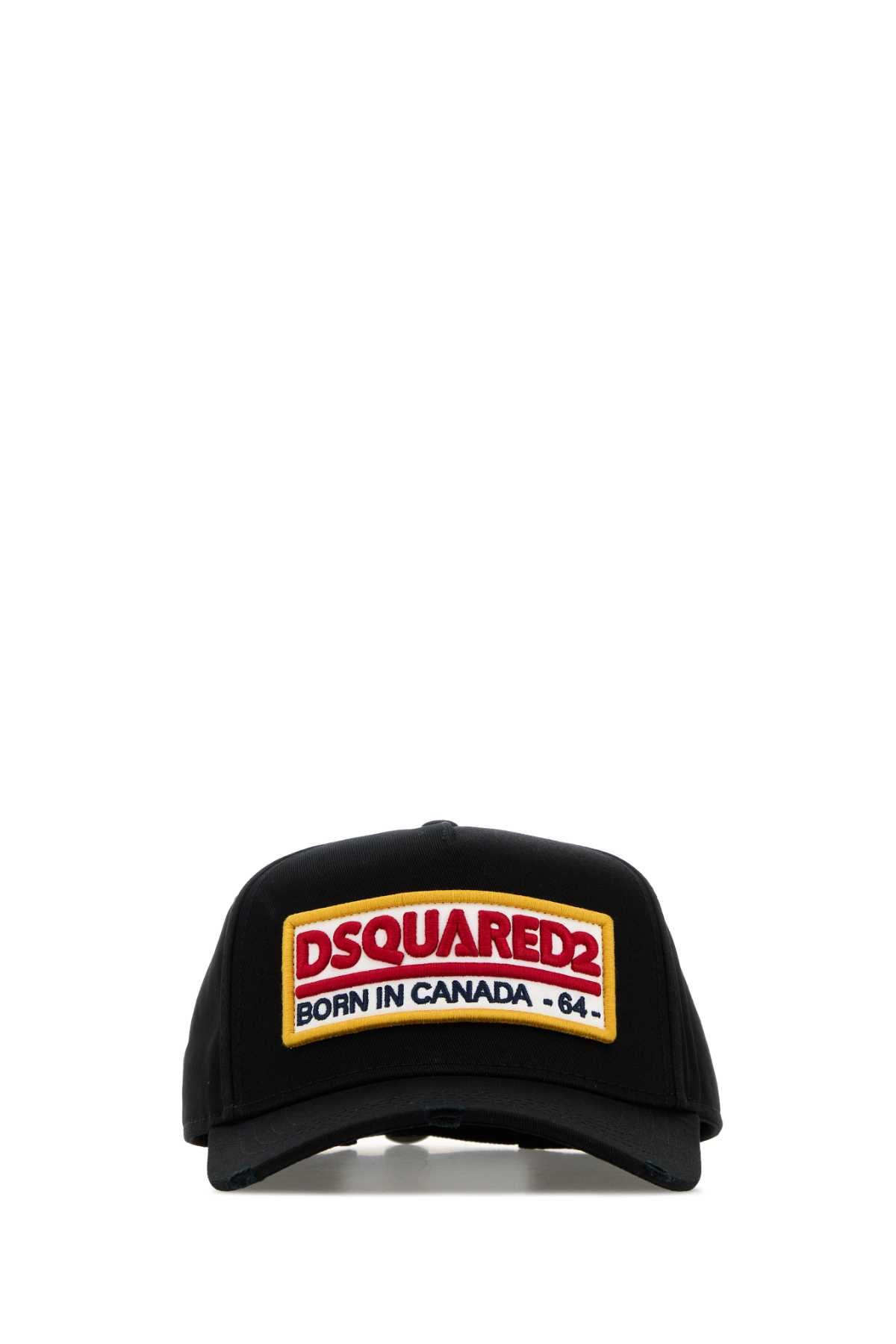 Dsquared2 HAT Logo-Embroidered Cotton Baseball Cap — Black