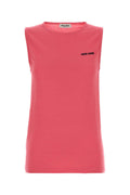 Miu Miu Cashmere Blend Logo Tank Top — Pink