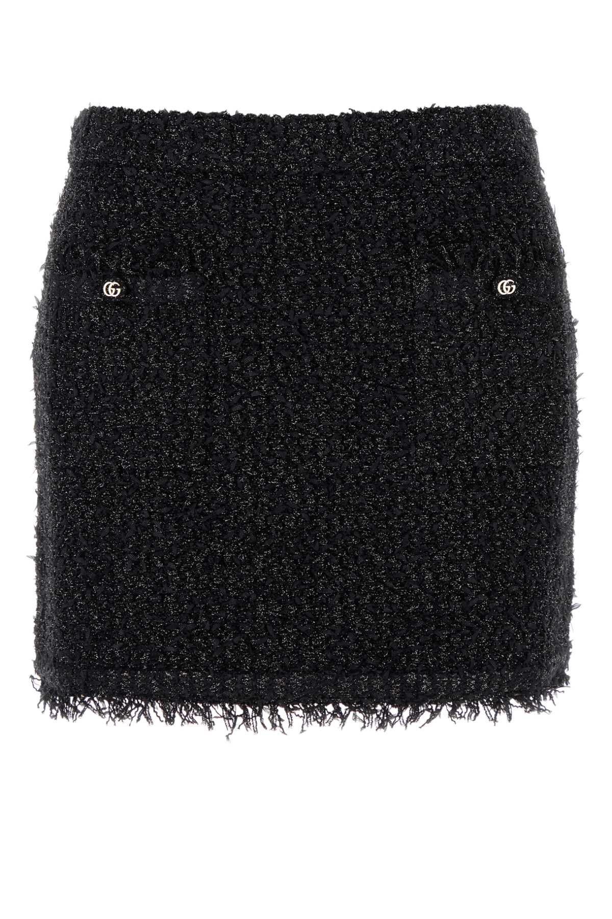 Gucci Textured Viscose Blend Skirt — Black
