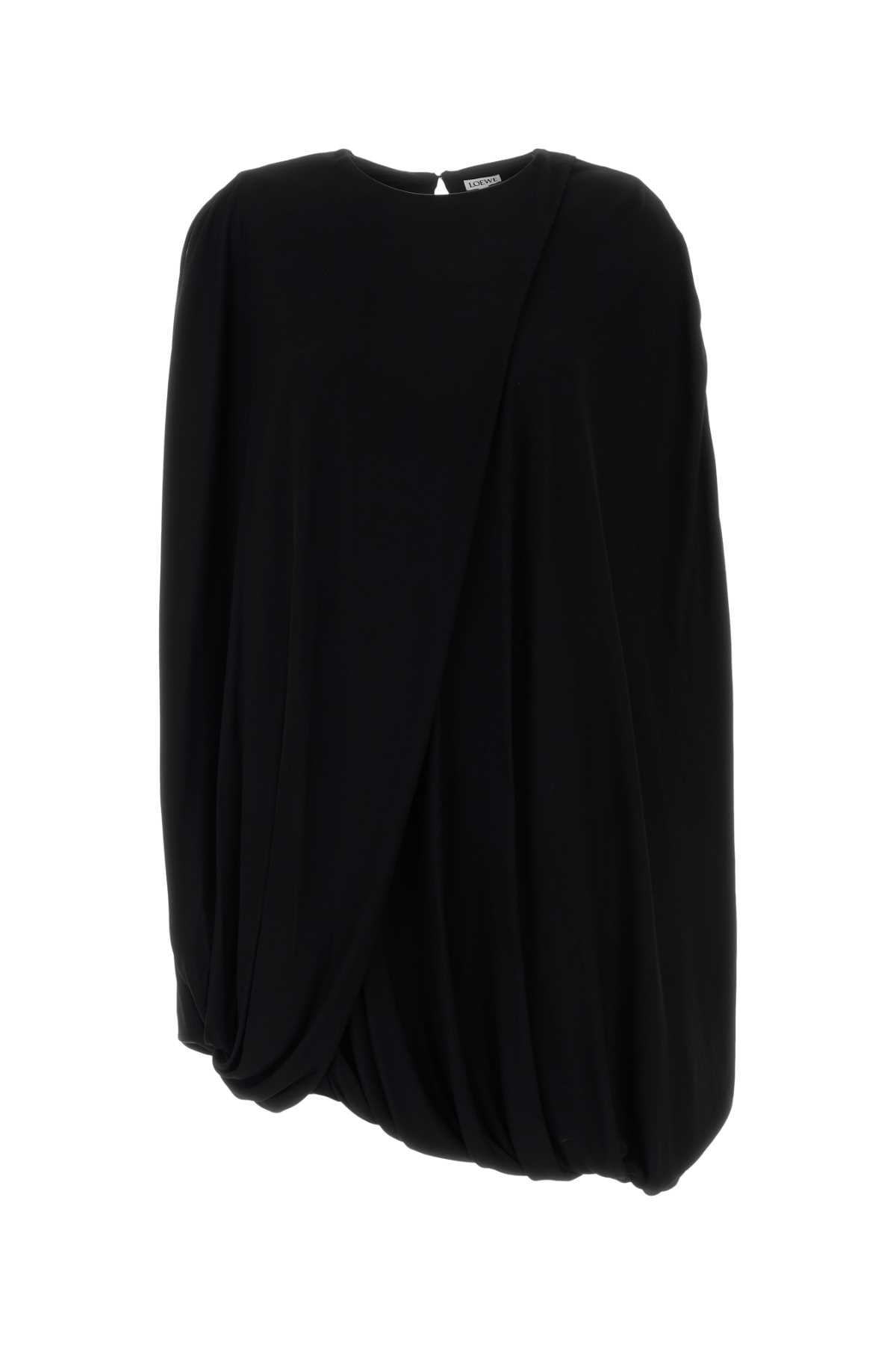 Loewe Gathered Viscose Dress — Black