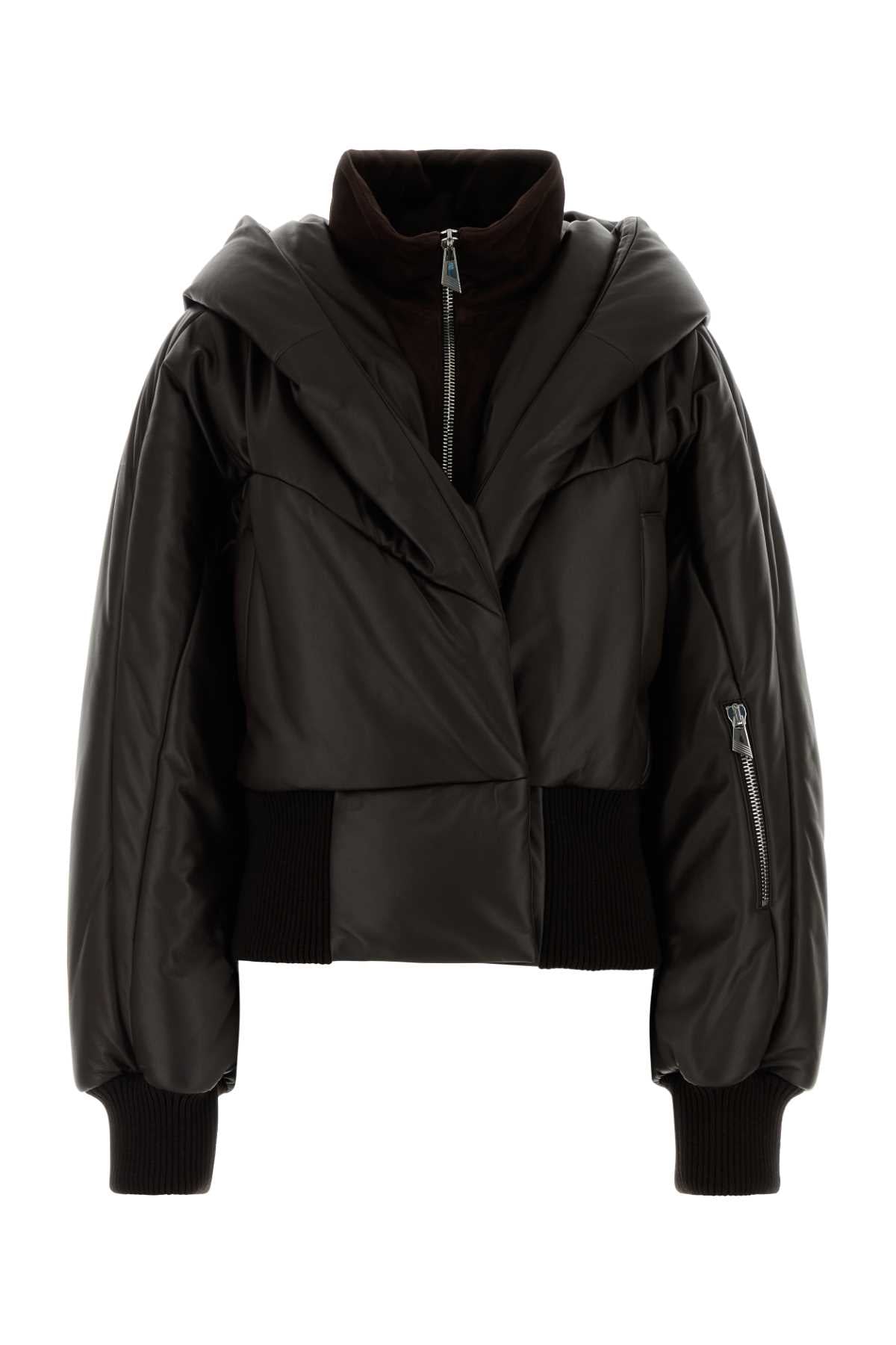 The Attico Cropped Padded Down Jacket — Black
