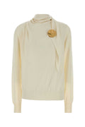 Jil Sander Virgin Wool Cowl Neck Sweater — Cream