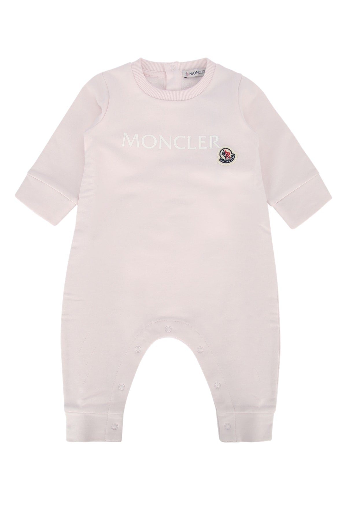 Moncler Jr Logo-Embroidered Cotton Bodysuit — Pink