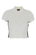 Gucci Ribbed Cotton-Polyester Polo Shirt — White