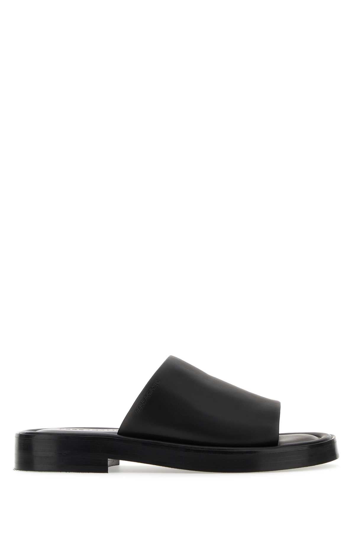 Ferragamo Nappa Leather Slipper — Black
