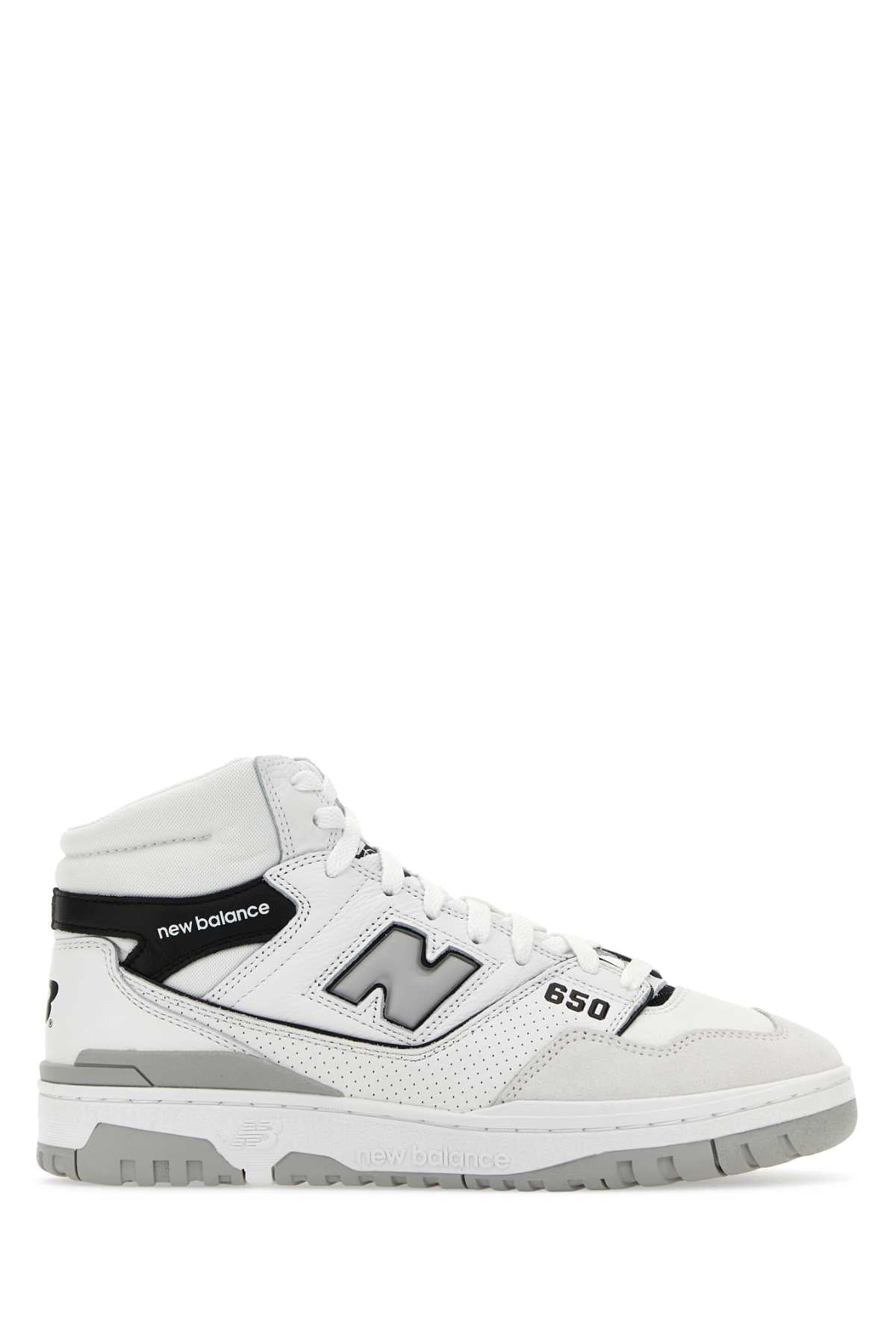 New Balance Leather and Suede High-Top Sneaker — White