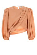 Chloé Draped Silk Crepe Blouse — Pink