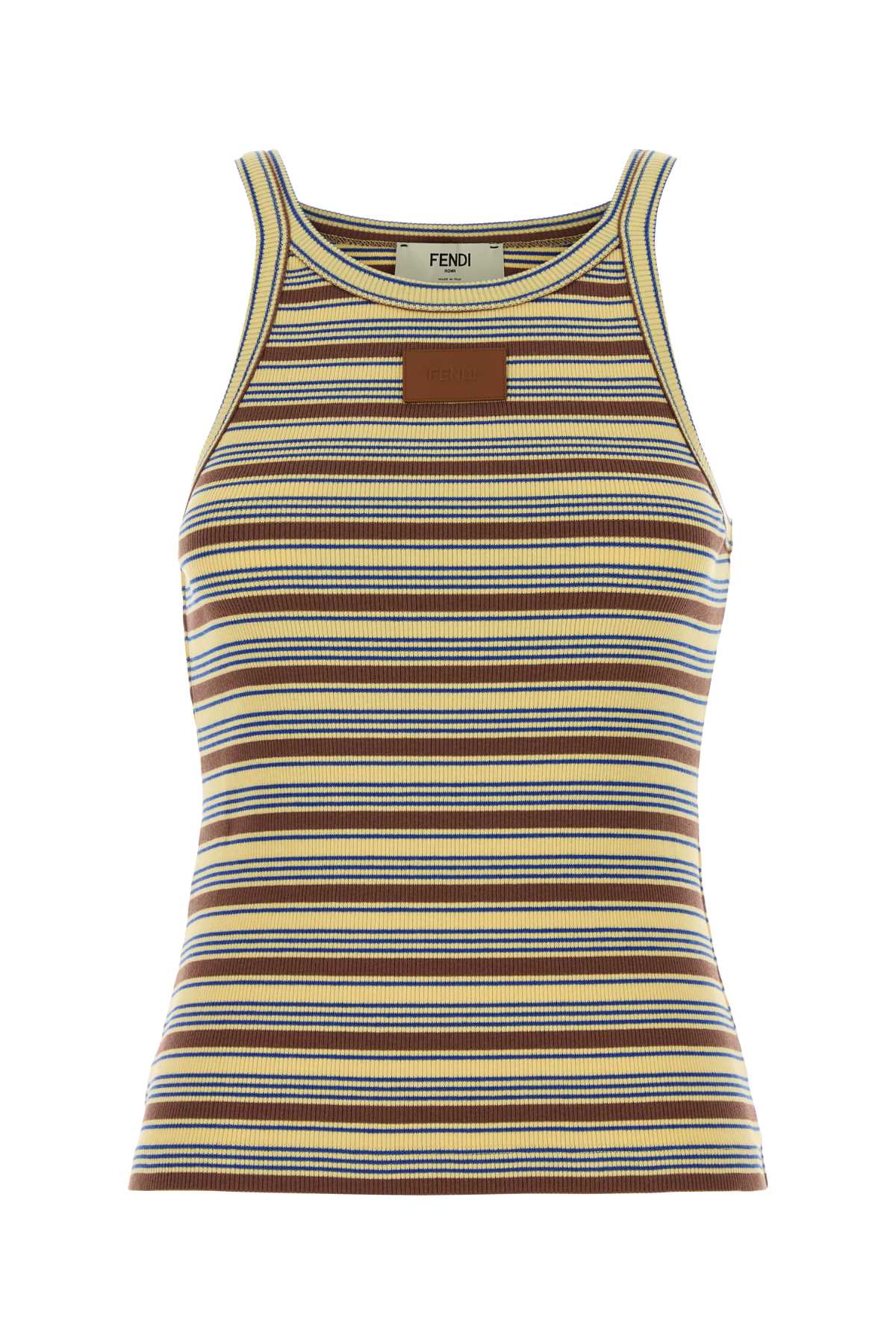 Fendi Striped Cotton-Elastane Tank Top — Multicolor