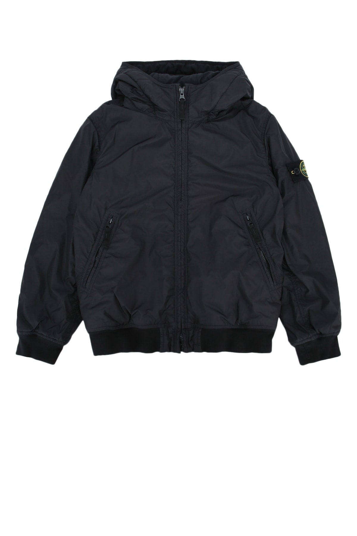 Stone Island Kids Short Parka Down Jacket — Black