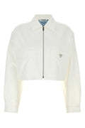 Prada Cropped Cotton Jacket — White