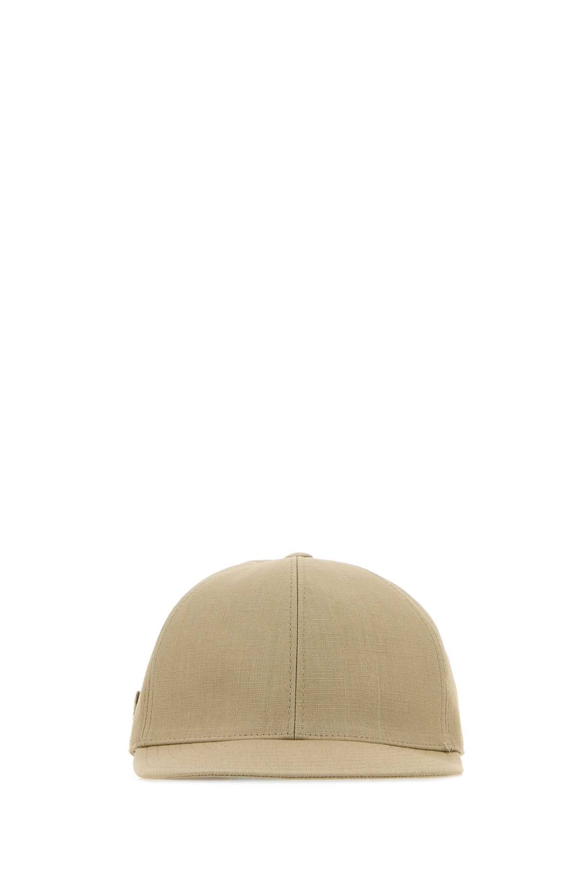 Prada CAPPELLI Linen Baseball Cap — Beige
