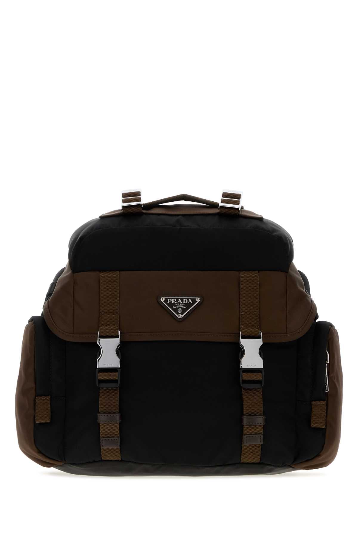 Prada Two-Tone Re-Nylon Crossbody Bag — Black