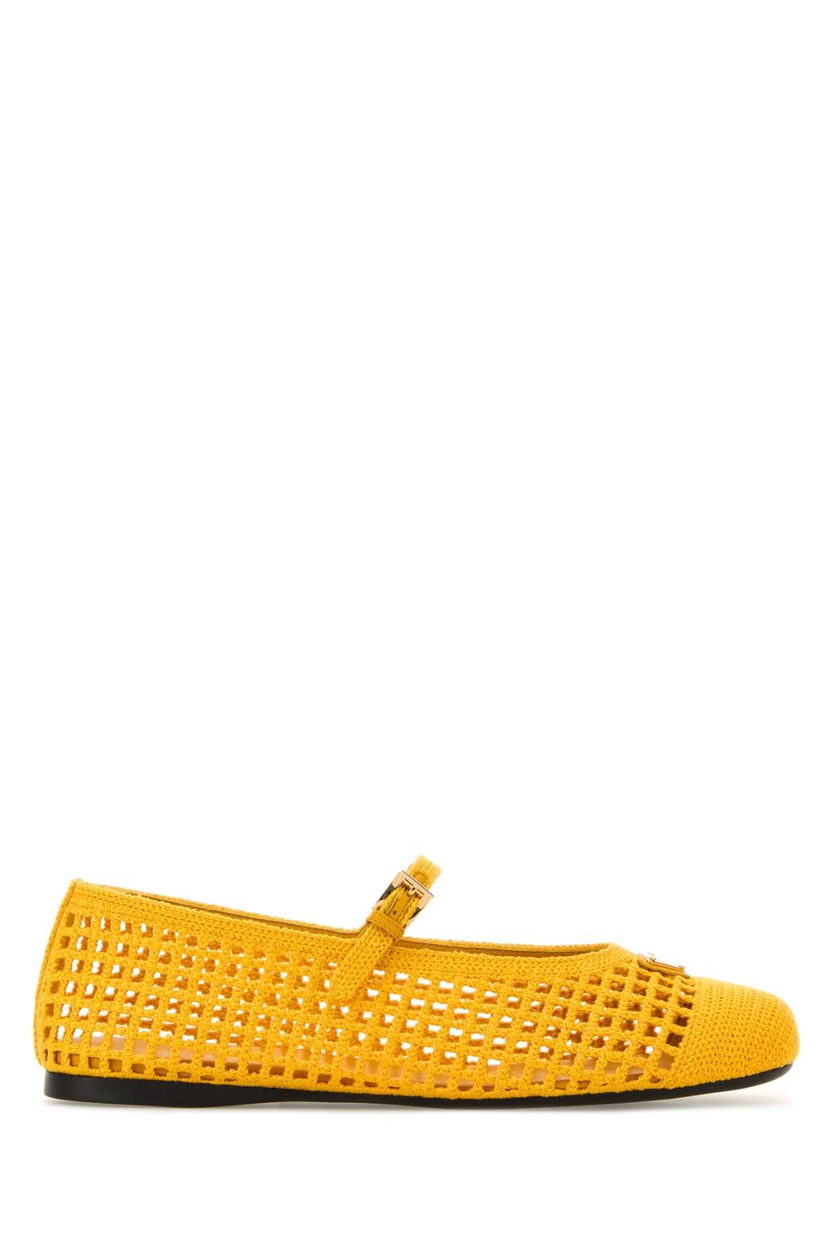 Prada Crochet Knit Flat — Yellow