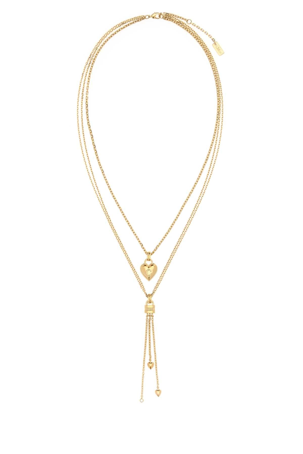 Chloé Layered Heart Necklace — Gold