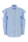 Moschino Poplin Cold-Shoulder Shirt — Blue