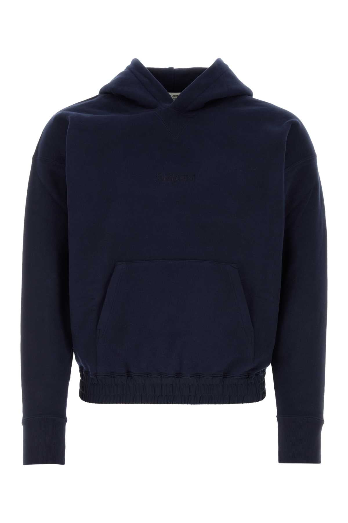 Saint Laurent Cotton Fleece Hoodie — Navy