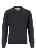 Valentino Garavani Virgin Wool Polo Knit Sweater — Gray