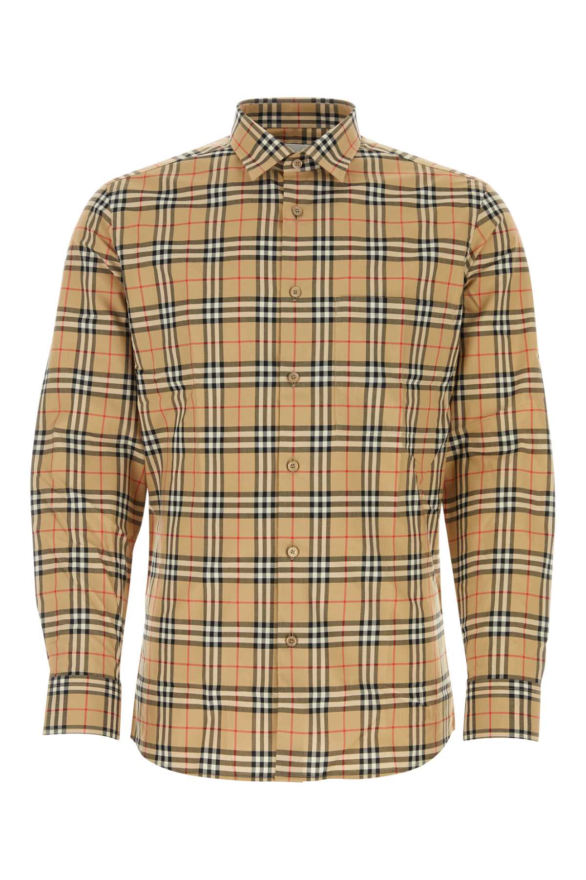 Burberry Checked Poplin Shirt — Beige