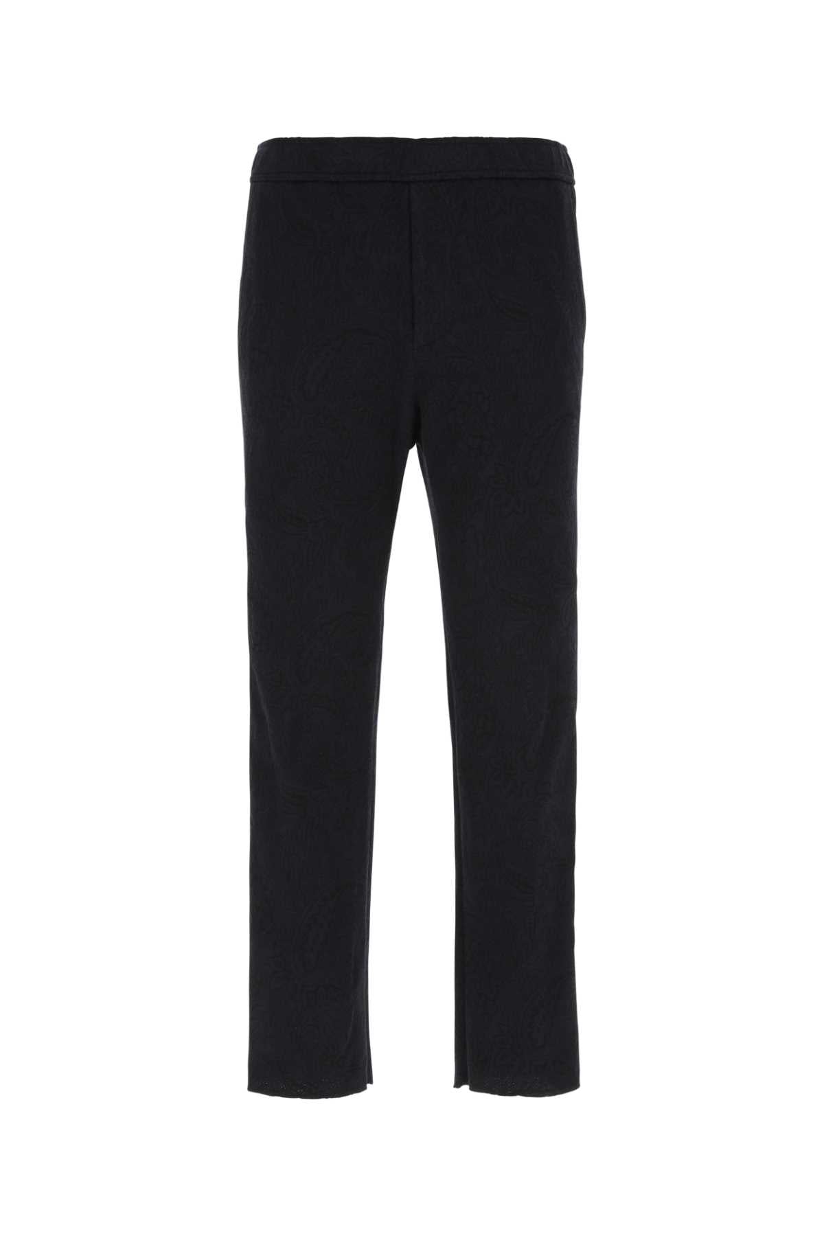 Etro Embroidered Cotton Trouser — Black