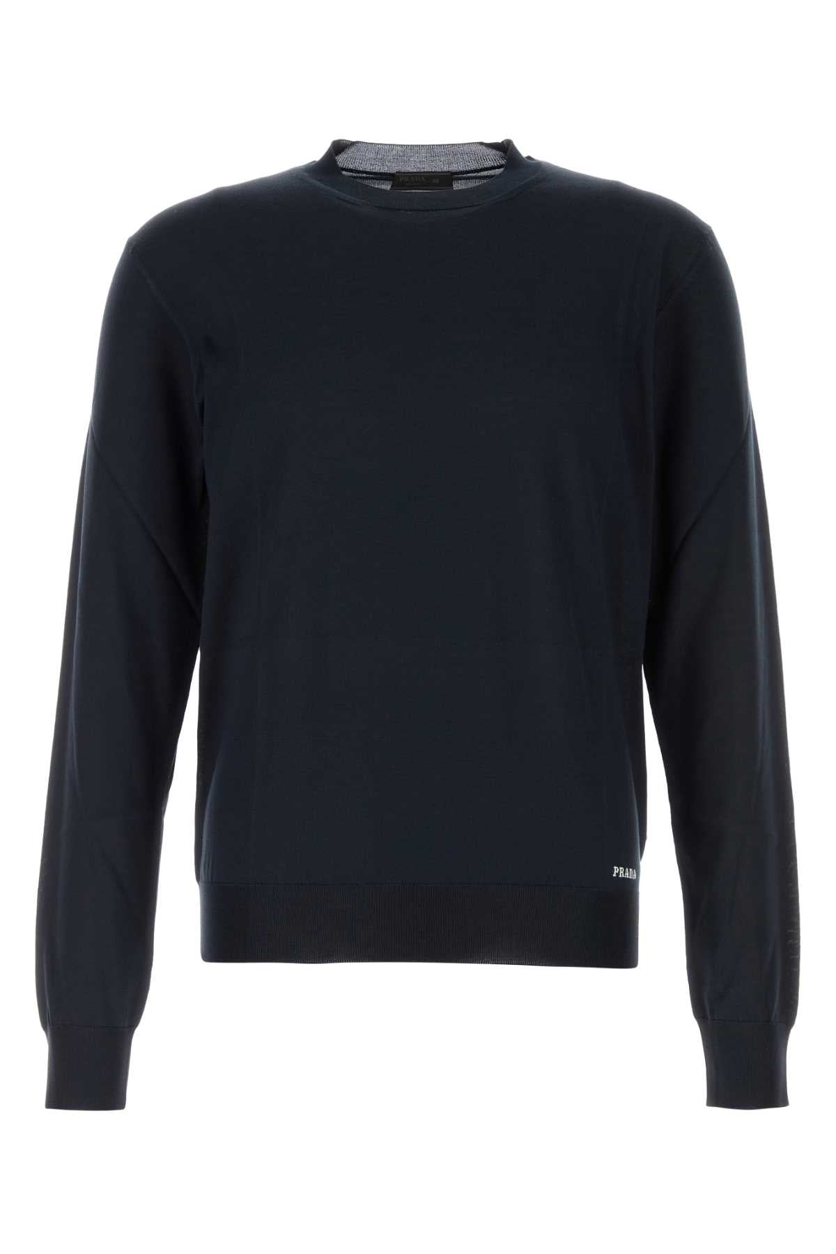 Prada Recycled Silk Crew Neck Sweater — Blue