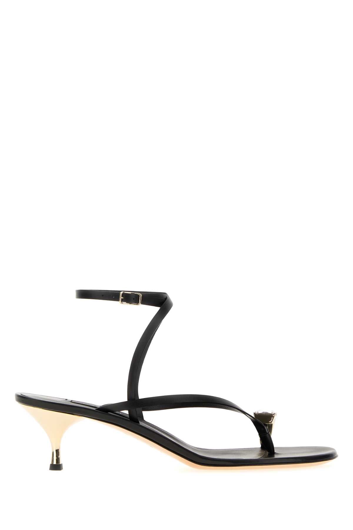 Casadei Leather Thong Sandals — Black
