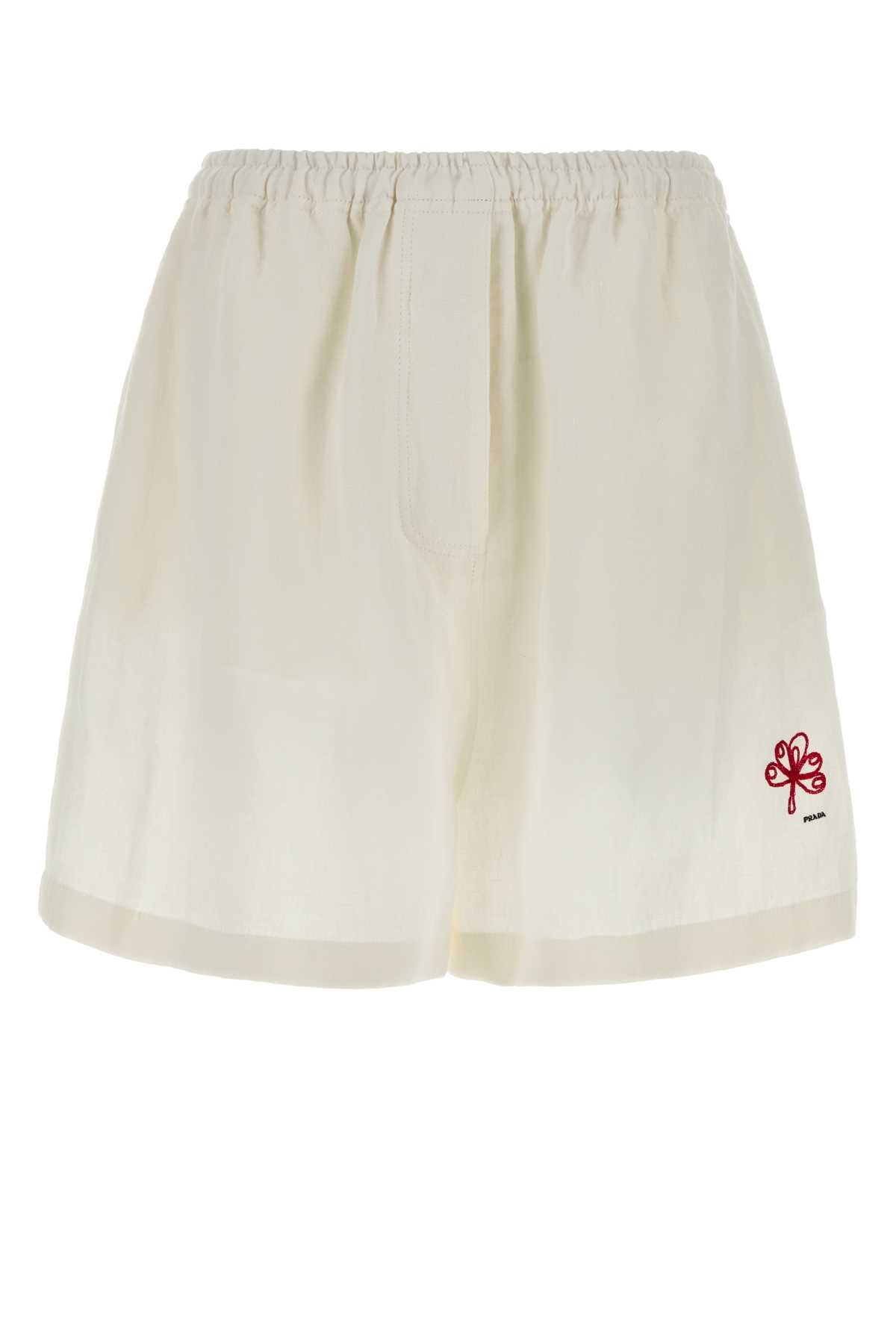 Prada Linen Bermuda Shorts — White