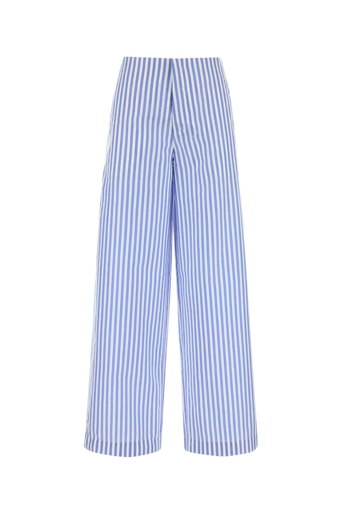 Philosophy Di Lorenzo Serafini Striped Poplin Trousers — Blue