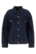 Balenciaga Cotton-Silk Denim Jacket — Navy