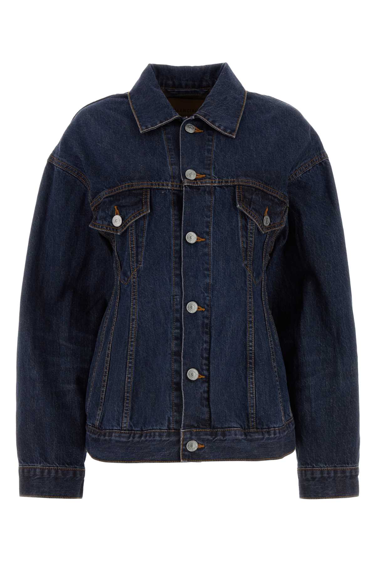 Balenciaga Cotton-Silk Denim Jacket — Navy