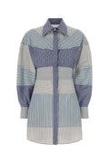 Moschino Mixed-Stripe Cotton Poplin Shirt Dress — Blue