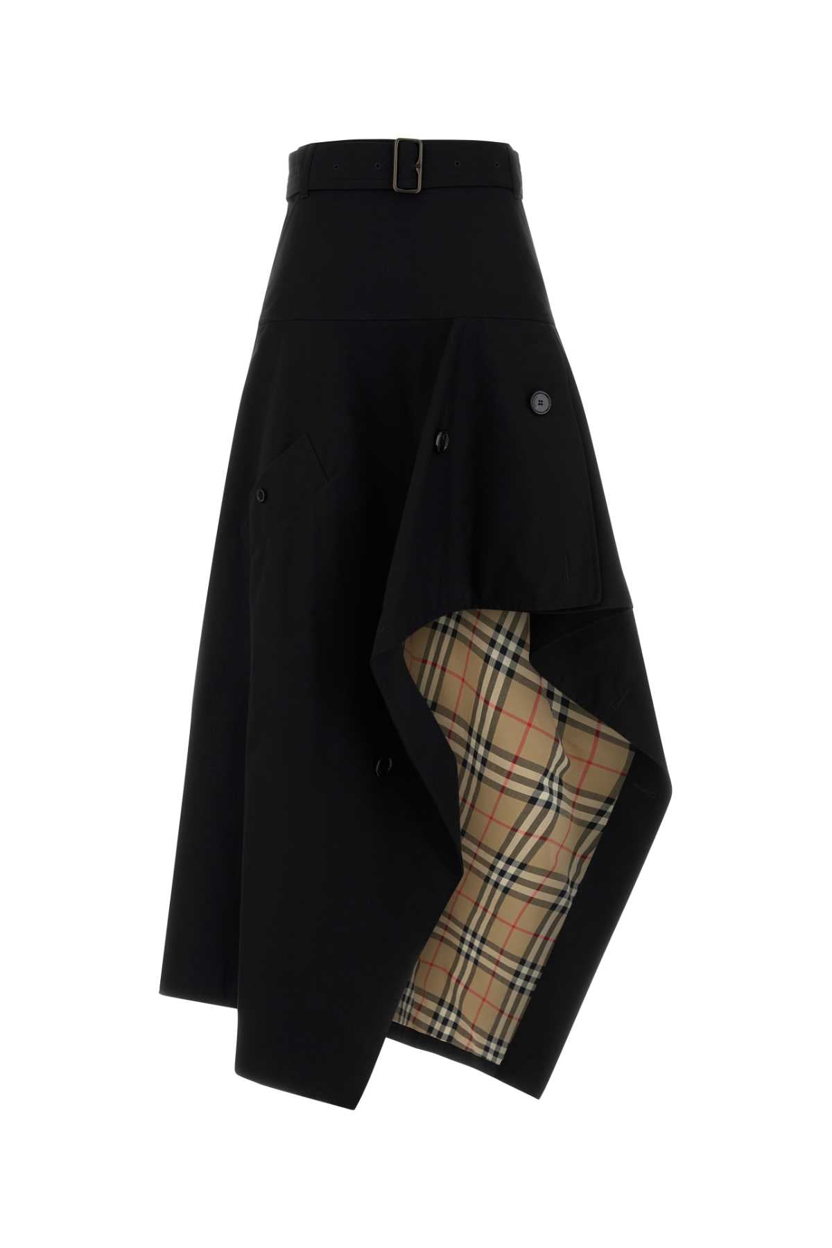 Burberry Layered Wool Skirt — Black