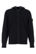 Stone Island Ribbed Cotton-Nylon Knit Hoodie — Black