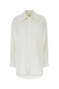 Bottega Veneta Scalloped Collar Linen Shirt — White
