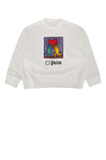Palm Angels Kids Logo-Graphic Cotton Sweatshirt — White