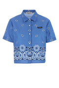 Miu Miu Lace-Trimmed Poplin Shirt — Blue