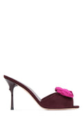 Roger Vivier Bow-Embellished Suede Mule Heel — Burgundy
